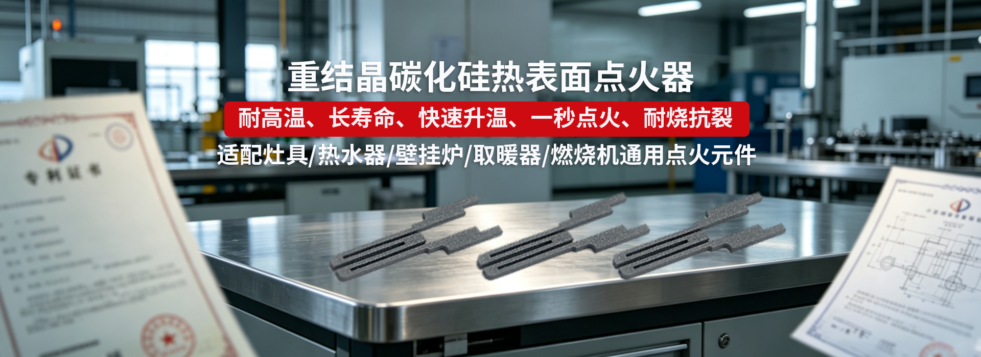 重结晶碳化硅热表面点火器，耐高温、长寿命、快速升温